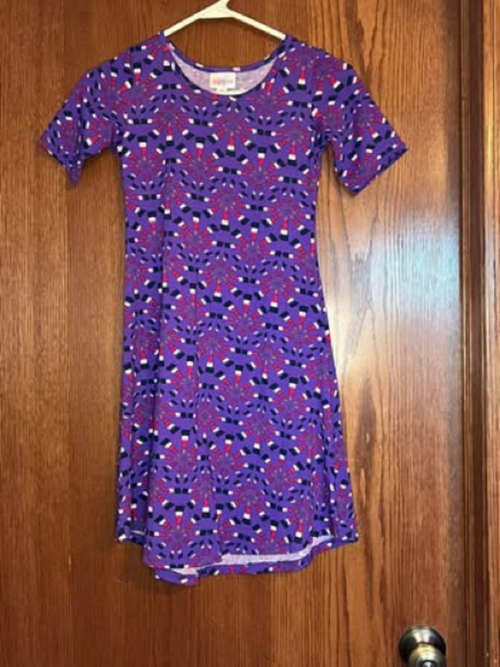 LuLaRoe Purple Geometric Short Sleeve Dress